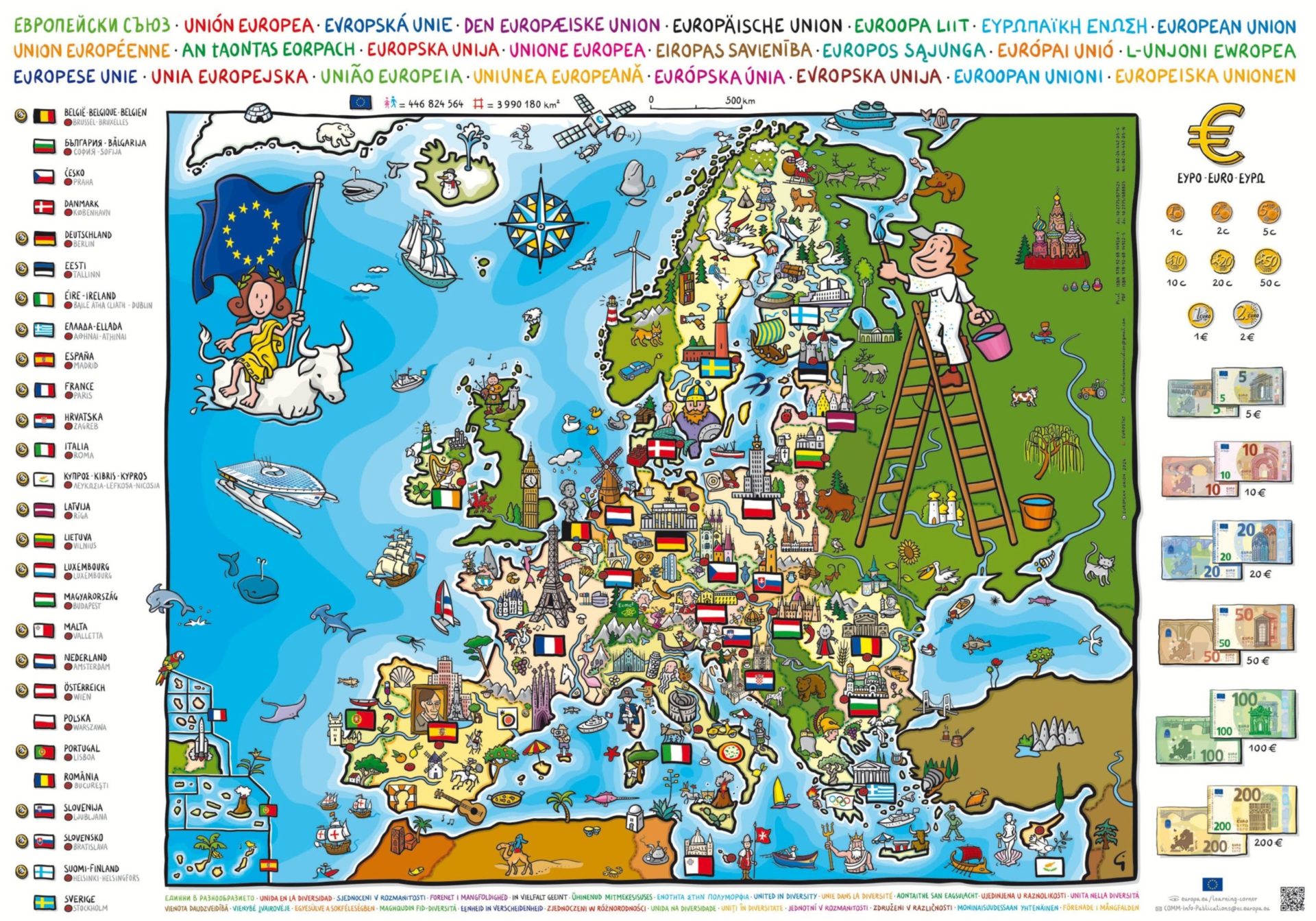 mapa EU - kreslená